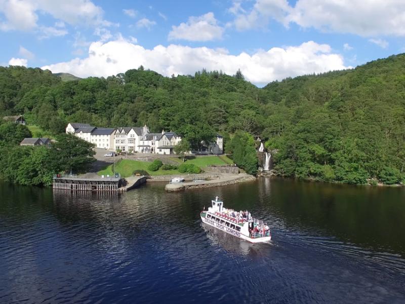 Boat approaching Inversnaid Pier